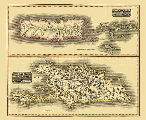 Hispaniola Virgin Islands Puerto Rico Vintage Print