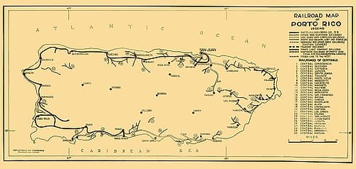 Railroads Caribbean Puerto Rico Vintage Print