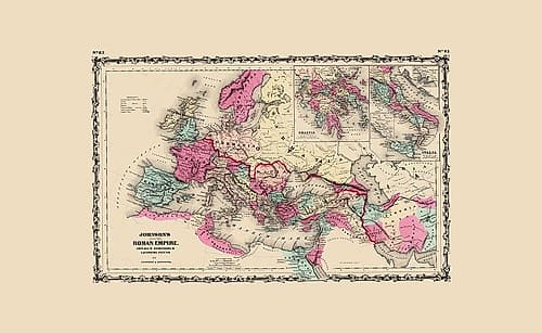 Mediterranean Roman Empire - Johnson 1860 Art Print