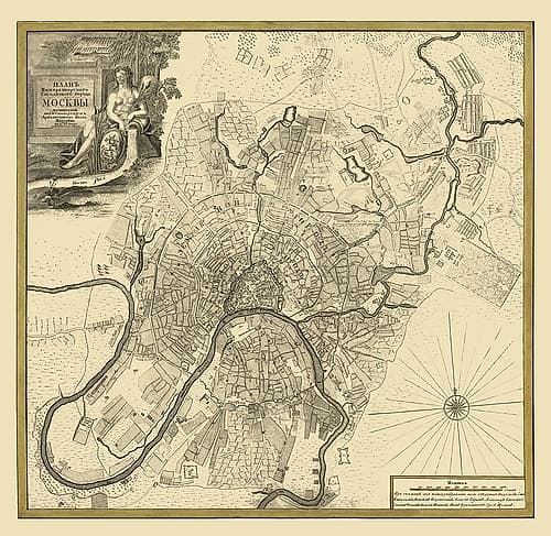 Moscow Russia Plan Europe - Michurin 1739 Art Print