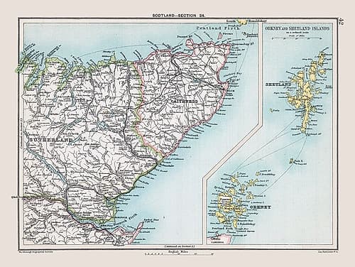 Northern Scotland - Bartholomew 1892 Art Print