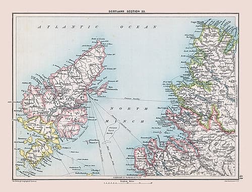 Northwest Scotland - Bartholomew 1892 Art Print