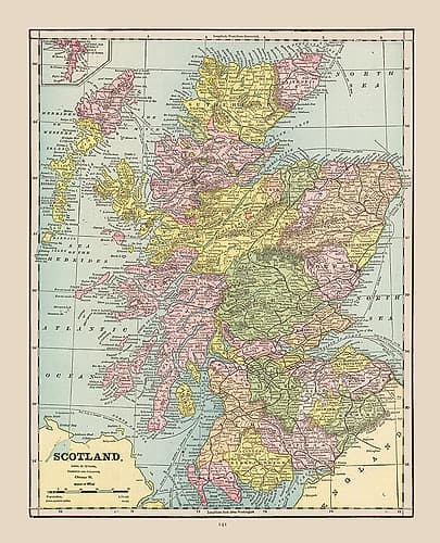 Scotland - Cram 1892 Vintage Print