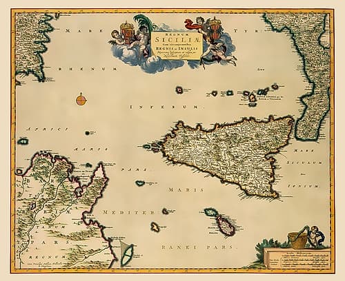 Sicily Italy - Visscher 1681 Art Print