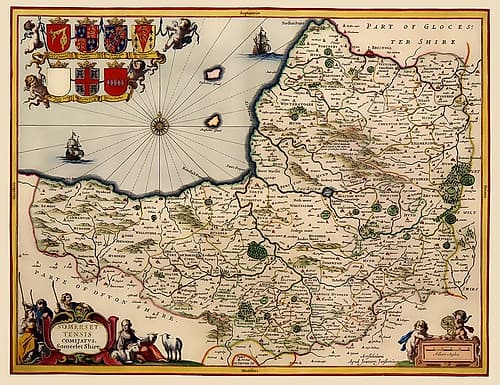 Somerset County England - Jansson 1646 Renaissance Print
