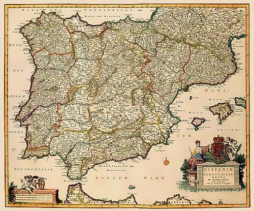 Spain Portugal - Visscher 1681 Art Print