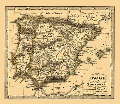 Spain Portugal - Stieler 1852 Art Print