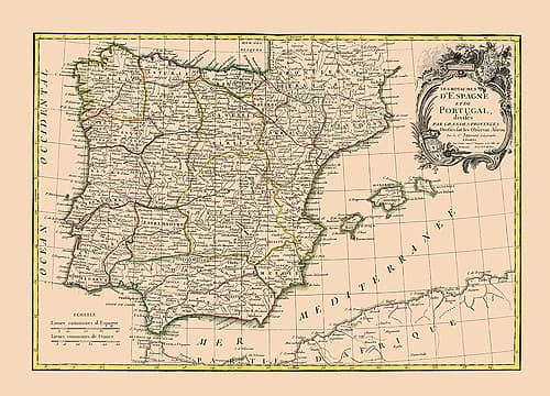 Spain Portugal - Lattre 1760 Art Print