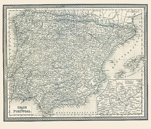 Spain Portugal - Mitchell 1848 Art Print