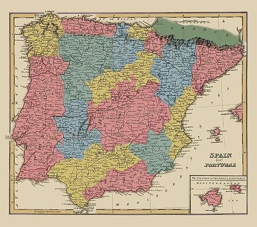 Spain Portugal - Lucas 1823 Art Print