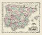 Spain Portugal - Colton 1874 Art Print