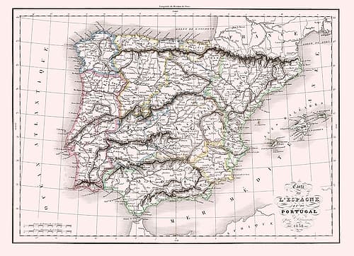 Spain Portugal - Delamarche 1847 Art Print