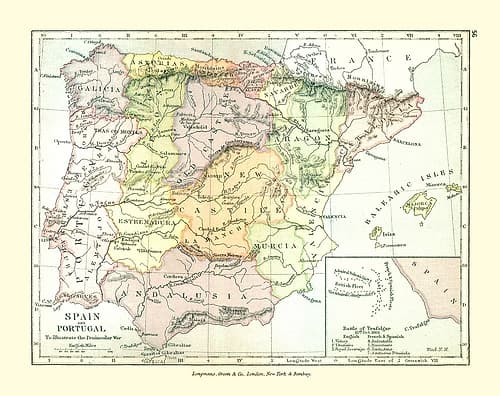 Spain Portugal Europe - Gardiner 1902 Art Print