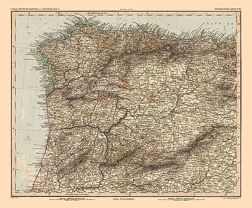 North West Spain Portugal - Stieler 1885 Art Print