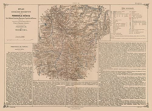 Teruel Province Spain - Valverde 1880 Vintage Print