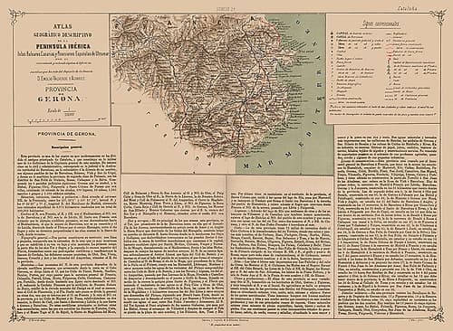 Girona Province Spain - Valverde 1880 Vintage Print