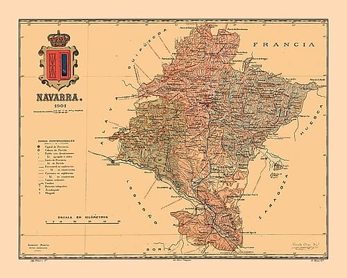 Navarre Spain 1901 - Martine 1904 Vintage Print
