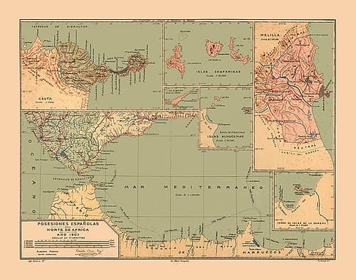 North Africa Possessions Spain - Martine 1904 Vintage Print