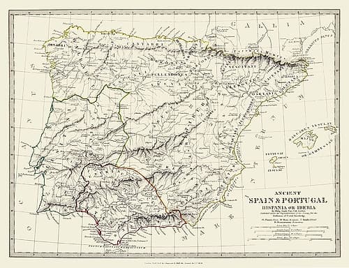 Ancient Spain Portugal - Chapman 1830 Classical Print