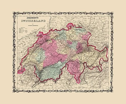 Switzerland - Johnson 1860 Art Print