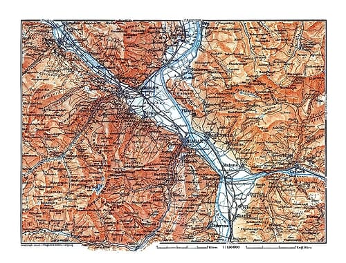 Eastern Switzerland - Baedeker 1921 Art Print