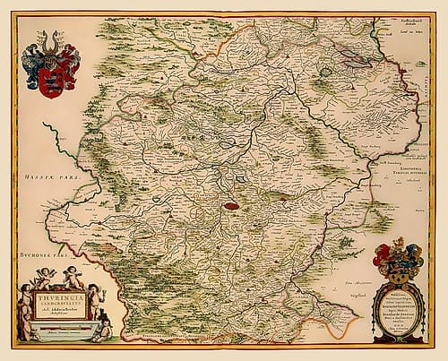 Thuringia State Germany - Blaeu 1635 Vintage Print