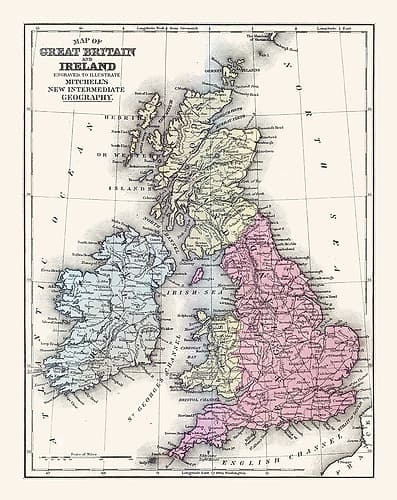 Great Britain Ireland - Mitchell 1877 Art Print