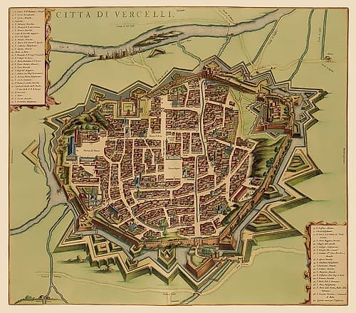 Vercelli Panoramic Italy - Blaeu 1682 Renaissance Print