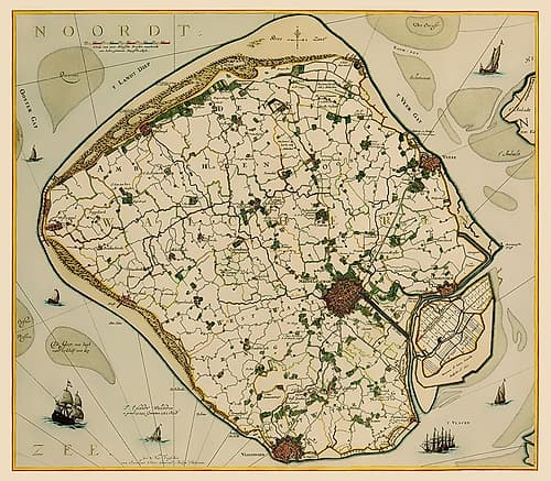 Walcheren Island Netherlands - Visscher 1681 Vintage Print