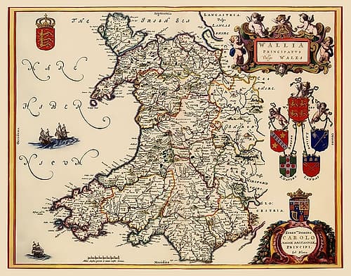 Wales - Blaeu 1645 Vintage Print