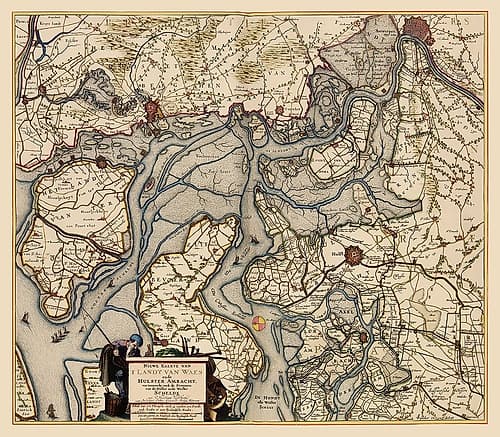 Waasland Region Belgium - Visscher 1681 Vintage Print