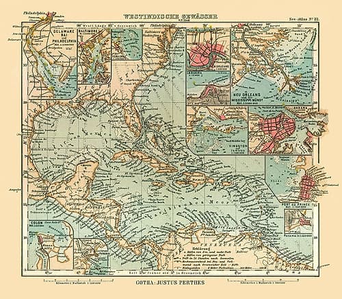West Indies - Perthes 1914 Vintage Print