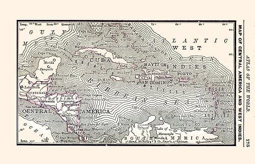 West Indies Central America - Alden 1886 Vintage Print
