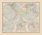Land Water Distribution Earth - Stieler 1885 Art Print