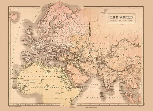 Ancient Europe Asia Africa - Black 1867 Art Print