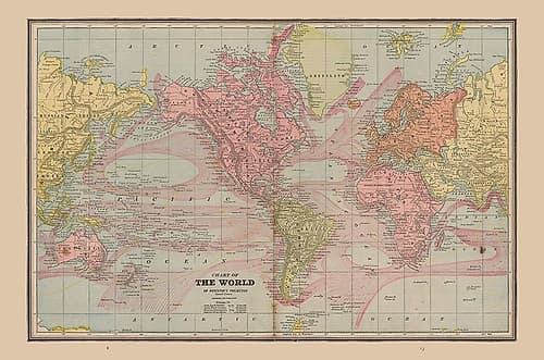 Chart of World - Cram 1888 Art Print
