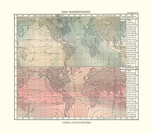 Earth Magnetism - Perthes 1914 Art Print