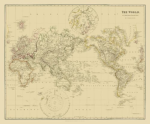 Mercator Projection - Arrowsmith 1835 Art Print