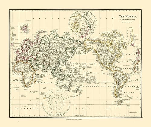 Mercator Projection - Arrowsmith 1844 Art Print