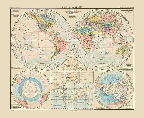 World - Perthes 1892 Art Print