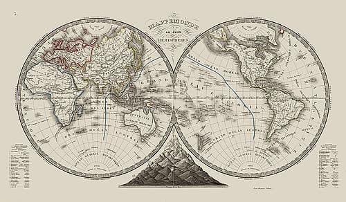 Western Eastern Hemispheres - Monin 1839 Art Print