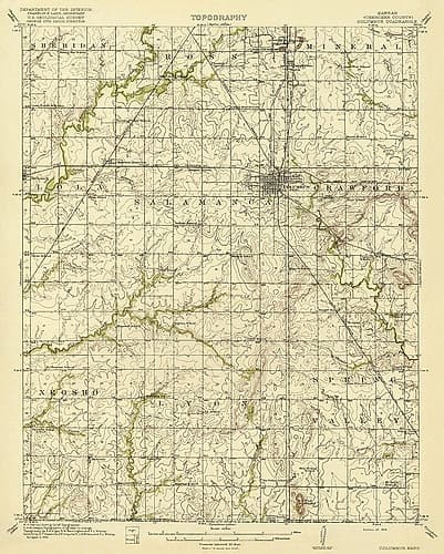 Columbus Kansas Quad - USGS 1918 Vintage Print