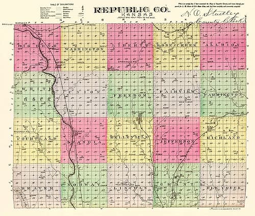 Republic Kansas - Everts 1887 Vintage Print