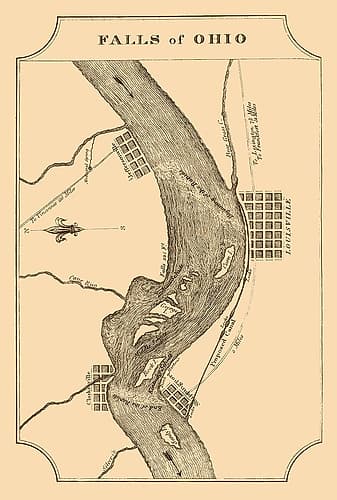 Ohio River Falls - Melish 1812 Vintage Print