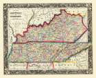 Kentucky, Tennessee Counties - Mitchell 1860 Art Print
