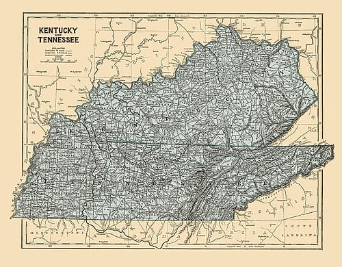 Kentucky, Tennessee - Morse 1845 Vintage Print