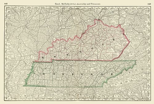 Kentucky, Tennessee - Rand McNally 1879 Vintage Print