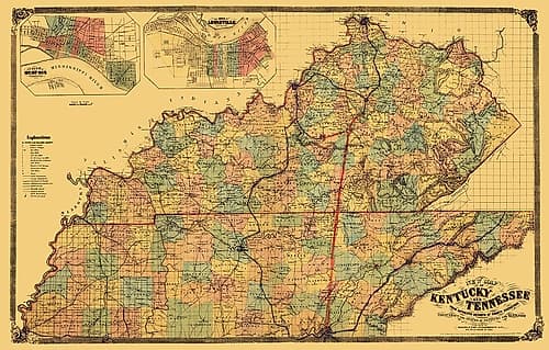Kentucky, Tennessee - Middleton 1861 Vintage Print