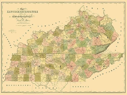 Kentucky, Tennessee - Burr 1839 Vintage Print