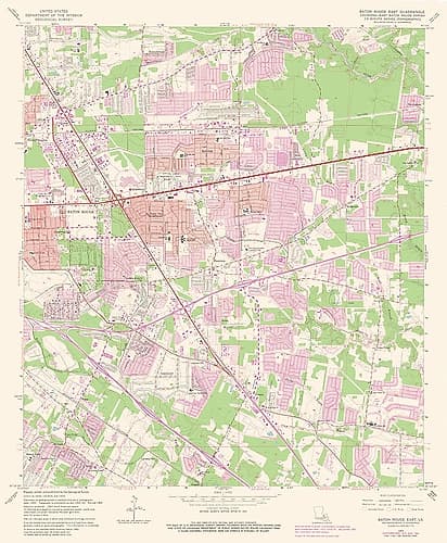 East Baton Rouge Louisiana Quad - USGS 1963 Vintage Print